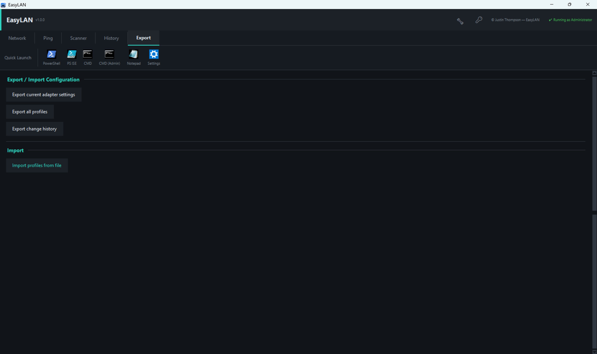 EasyLAN Export Tab