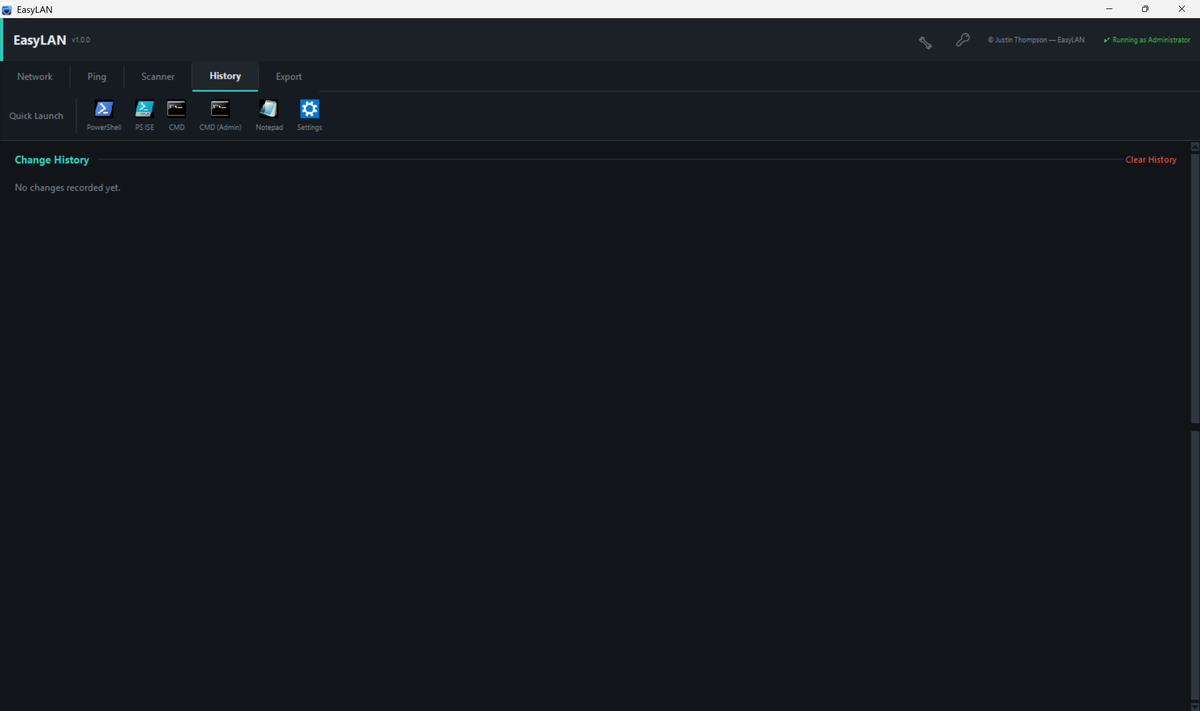 EasyLAN Change History Tab